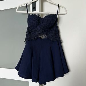 Hello Molly Lace Bustier Strapless Romper XS